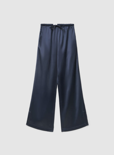 Pantaloni lunghi in satin con coulisse