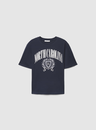 T-shirt maxi con stampa college