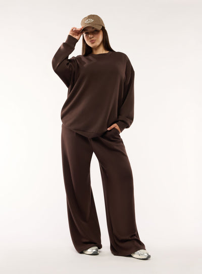 Pantaloni tuta wide leg a tinta unita
