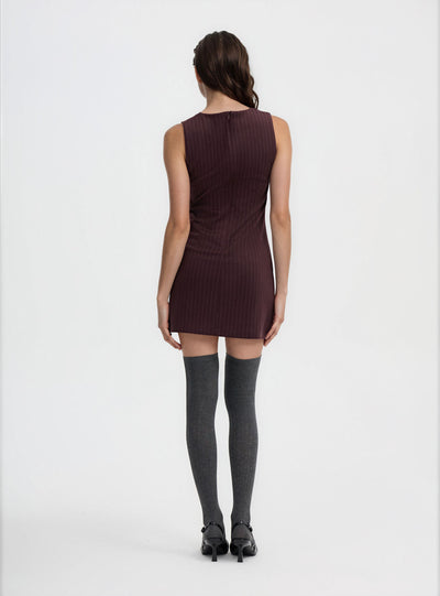 Vestito tubino gessato con spacchi