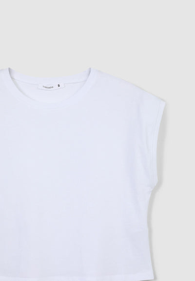 Crop T-shirt with cap sleeves