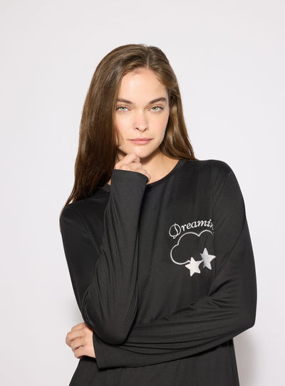 T-shirt pigiama maxi con stampa