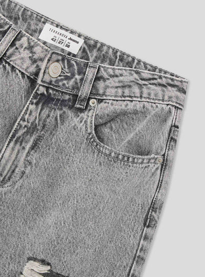 Jeans wide leg con strappi ampi
