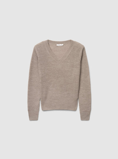 Maglia a coste inglesi con scollo a V