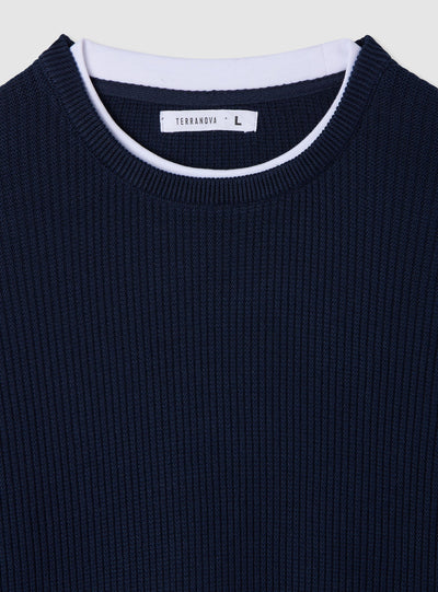 Maglia girocollo a punto mosso