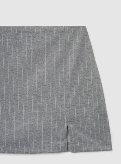 Skort mini gessato con spacco