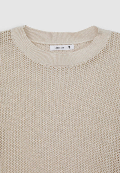 Maglia crop traforata effetto luccicante