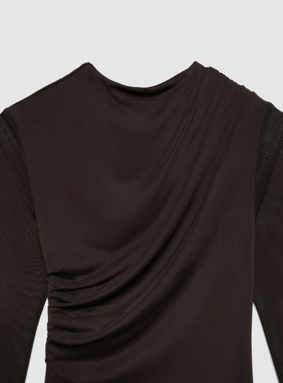 Body drappeggiato con maniche in tulle