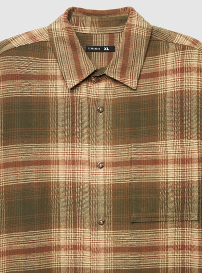 Camicia manica lunga a quadri con taschino
