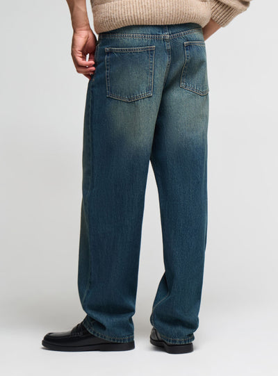 Jeans baggy a tinta unita