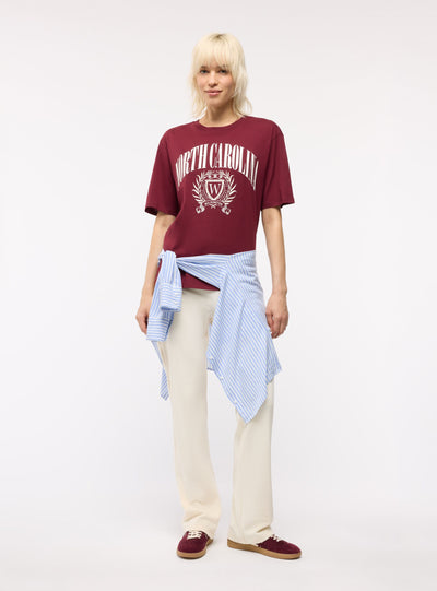 T-shirt maxi con stampa college