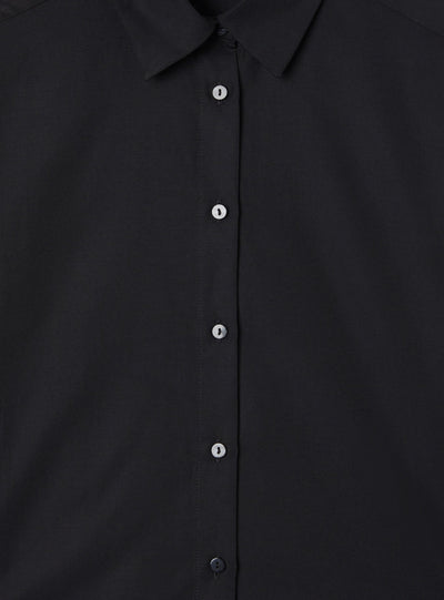 Camicia crop tinta unita in popeline