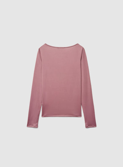 T-shirt a maniche lunghe con bordo in pizzo