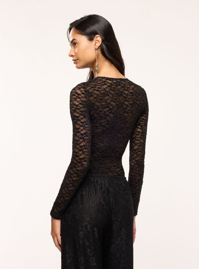 Body in pizzo a maniche lunghe