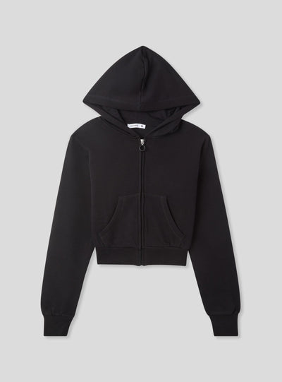 Felpa crop con cappuccio e zip