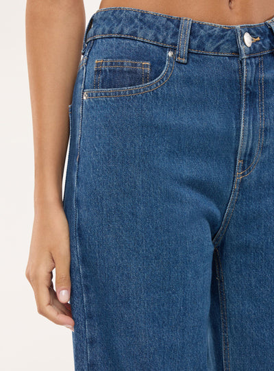Jeans wide leg a tinta unita