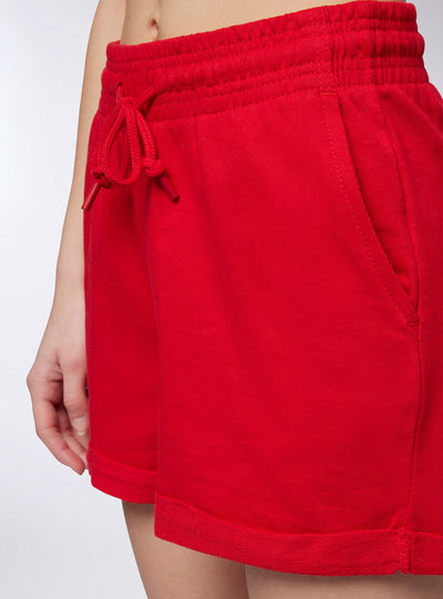 Shorts tuta a vita alta con risvolto