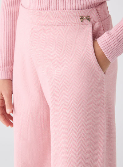 Pantaloni wide leg a spina di pesce