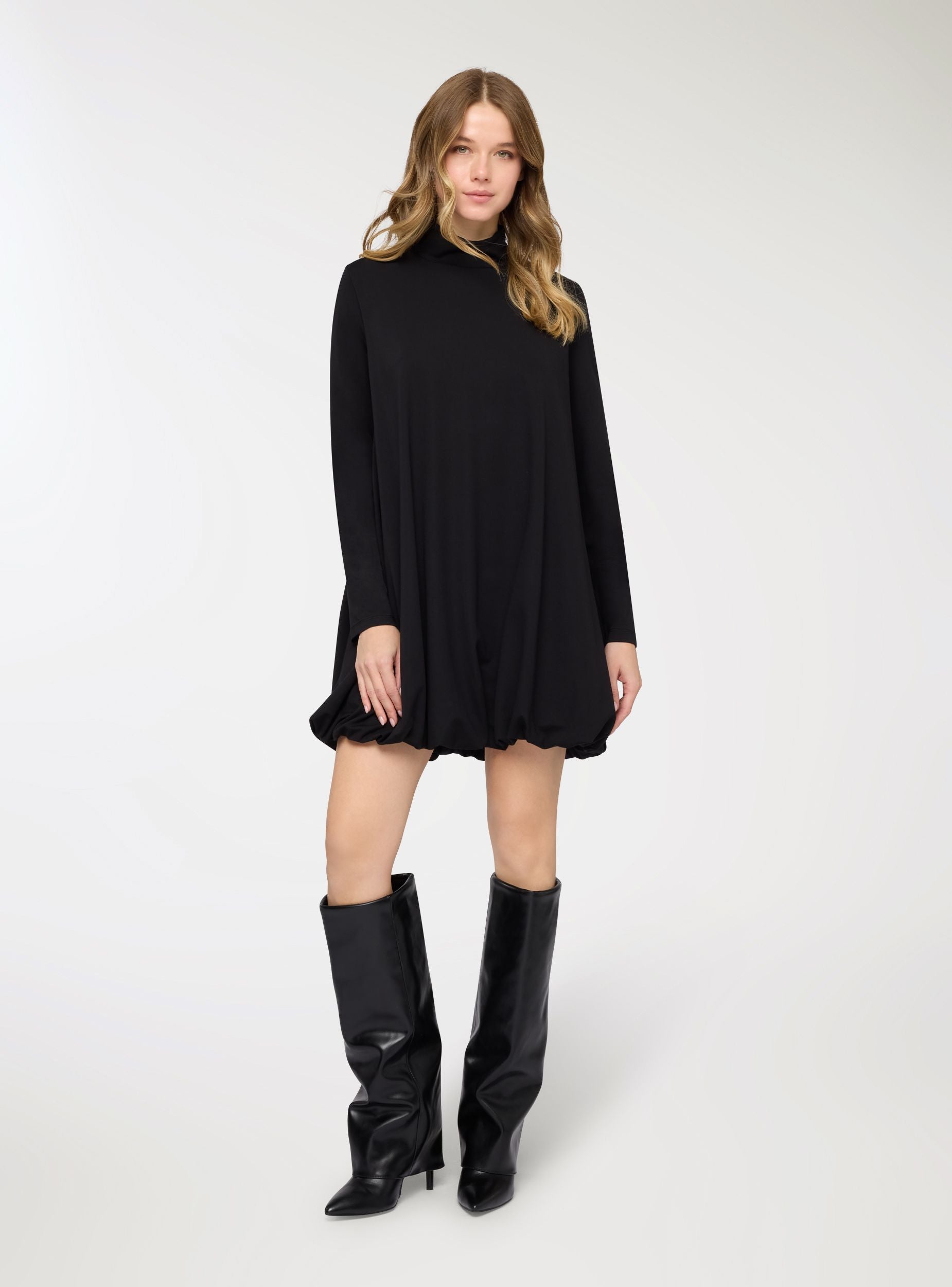 women's balloon dress Solid colour balloon dress