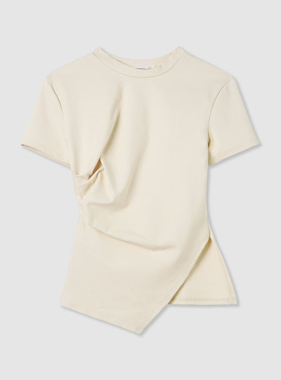 T-shirt con drappeggio asimmetrico