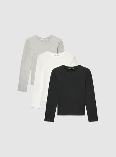 Pack 3 T-shirt a manica lunga tinta unita