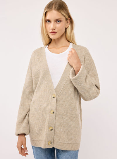 Cardigan con scollo a V e tasche applicate