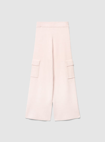 Pantaloni wide leg cargo in maglia