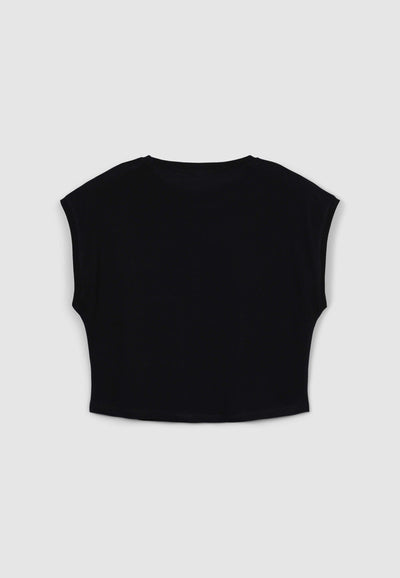 Crop T-shirt with cap sleeves