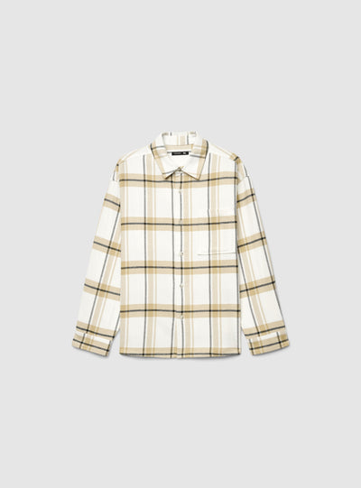 Camicia manica lunga a quadri con taschino