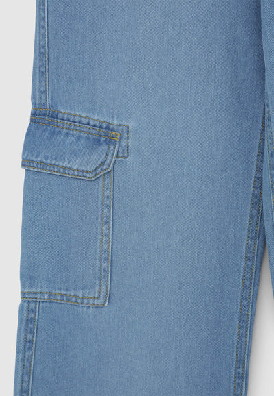 Jeans wide leg cargo in chambray