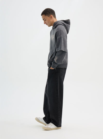 Sweat-shirt boxy à capuche avec impression texte