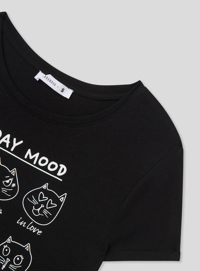 T-shirt slim fit con stampa gattini