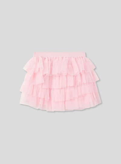 Plain-coloured tiered tulle skirt