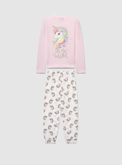 Set pigiama con stampa unicorno