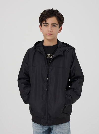 Giubbino in nylon con cappuccio