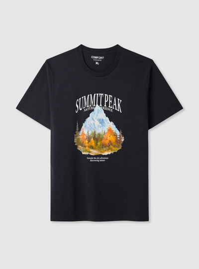T-shirt con stampa montagna