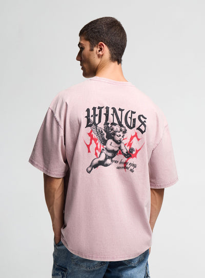 T-shirt Over con stampa angelo