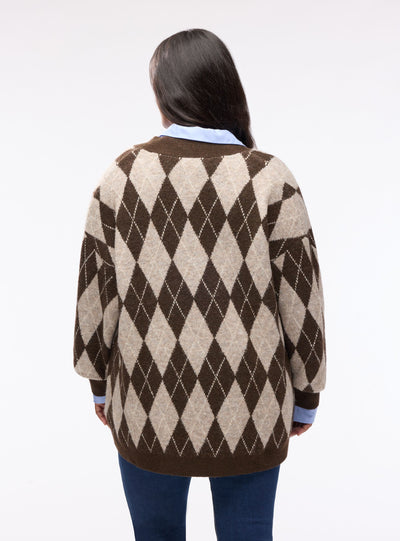 Cardigan a rombi aperto