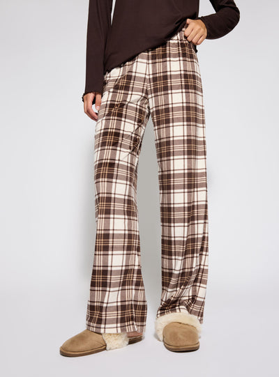 Pantaloni pigiama wide leg a quadri