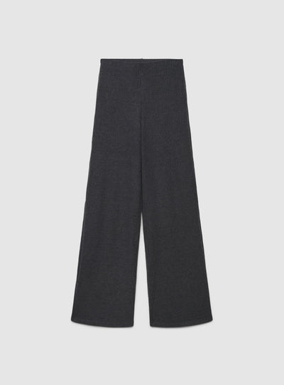 Pantaloni maxi wide leg a costine tinta unita