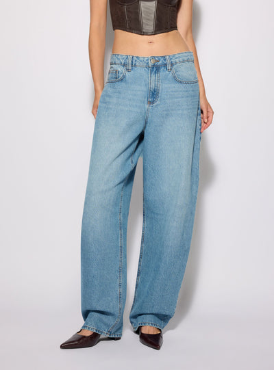 Jeans balloon a tinta unita