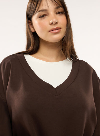 Felpa oversize con scollo a v