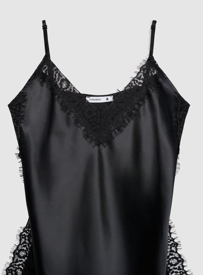 Top con pizzo e spalline sottili satin