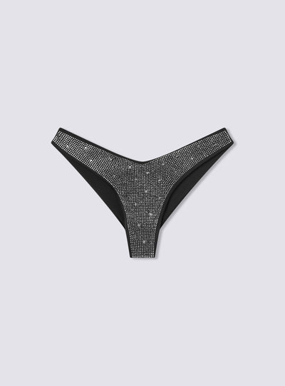 Slip bikini brasiliana v-shape con strass