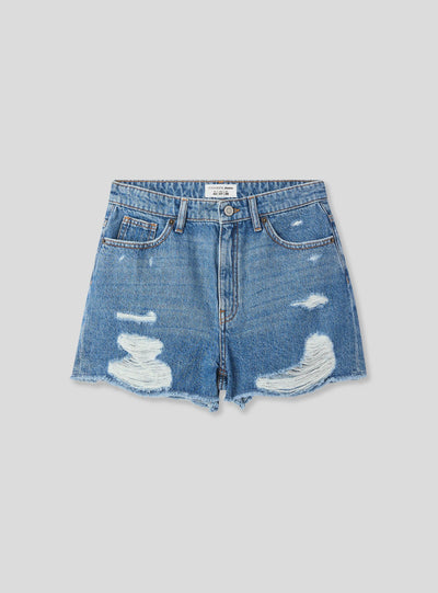 Shorts di jeans mom con strappi