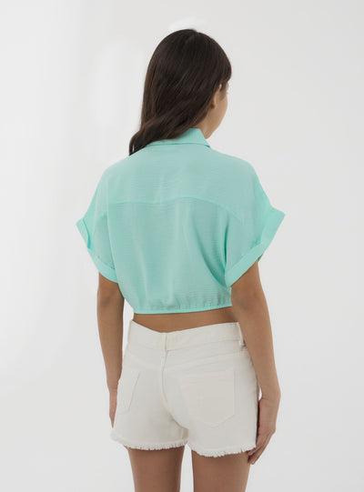 Shirt with knot and pocket