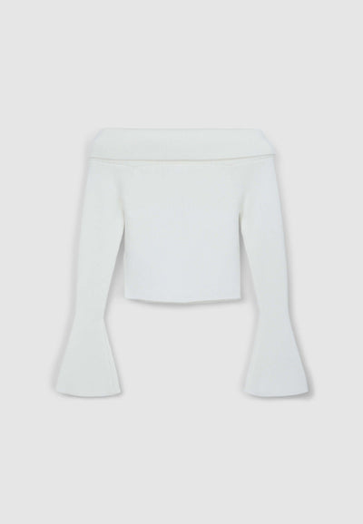 Maglia crop con spalle scoperte manica a campana