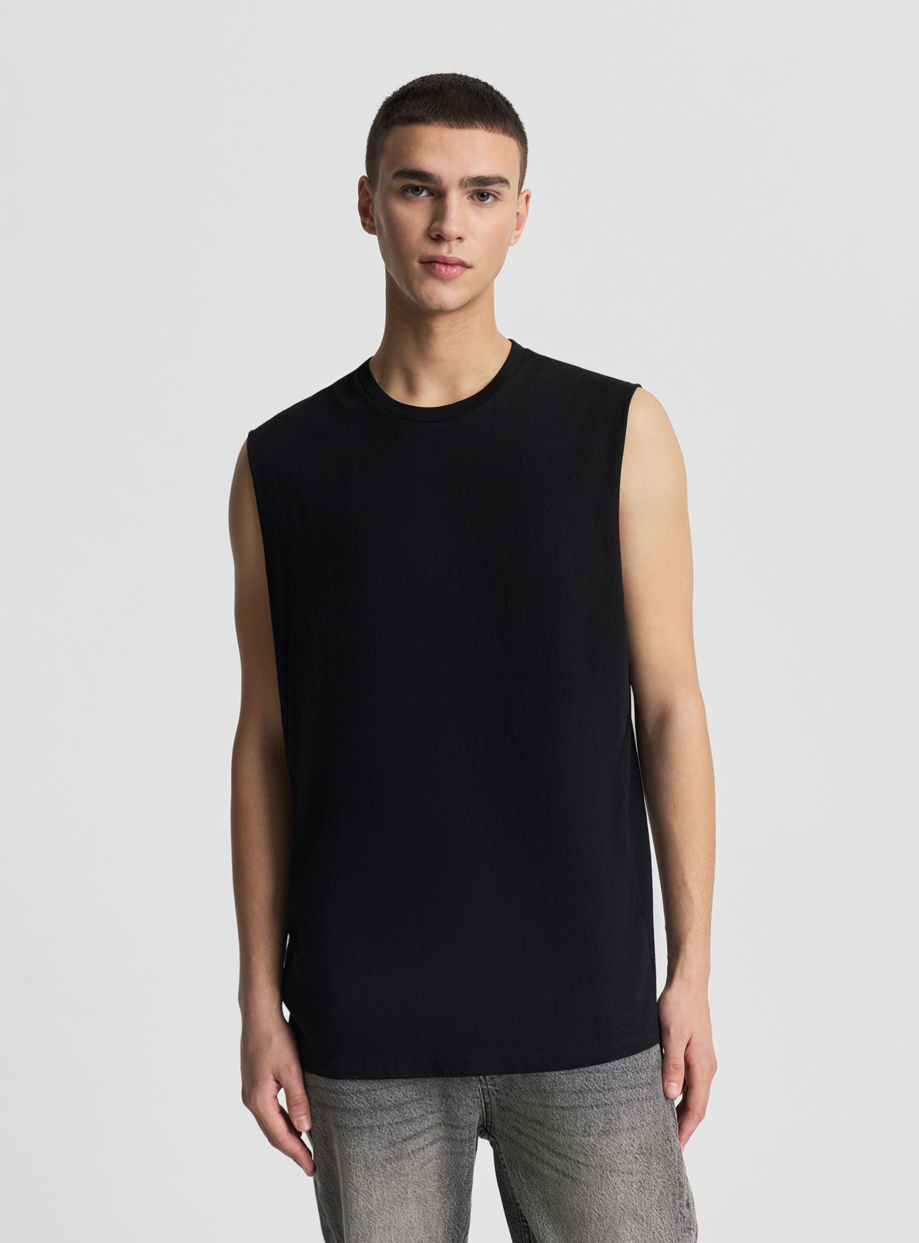 Canotta Style Canotta smanicata tinta unita Nero SAB0083630001S105 - Terranova