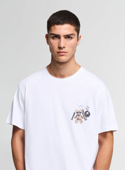 T-shirt con stampa orsetto e scritta