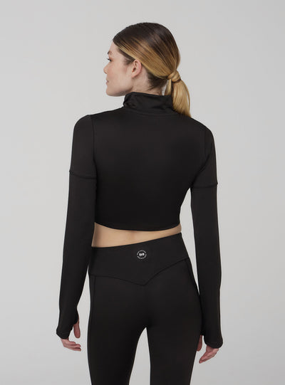 Felpa sportiva aderente crop con zip